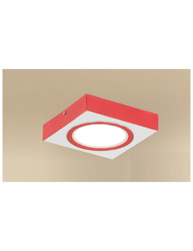 方格造型單燈吸頂燈(紅色)